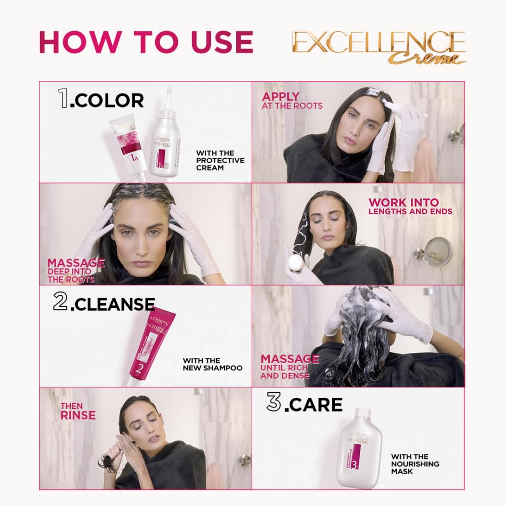 L'OREAL PARIS EXCELLENCE CREME HAIR COLOR, 4 NATURAL BROWN, 72ML+100G