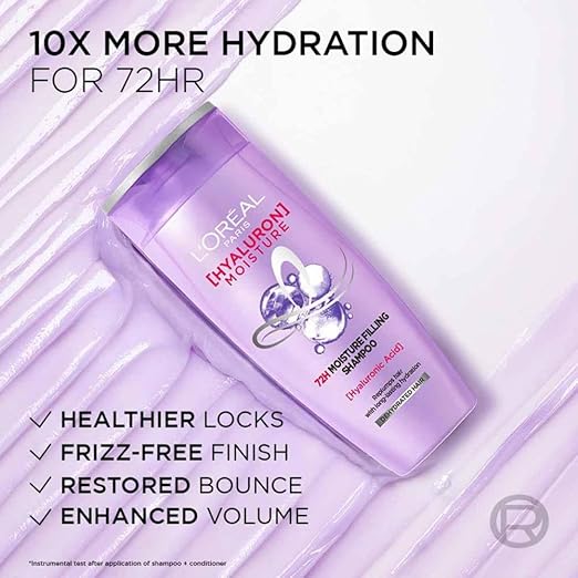L’ORÉAL PARIS MOISTURE FILLING SHAMPOO & HYALURONIC ACID FOR DRY & DEHYDRATED HAIR,MOISTURE72H,180ML