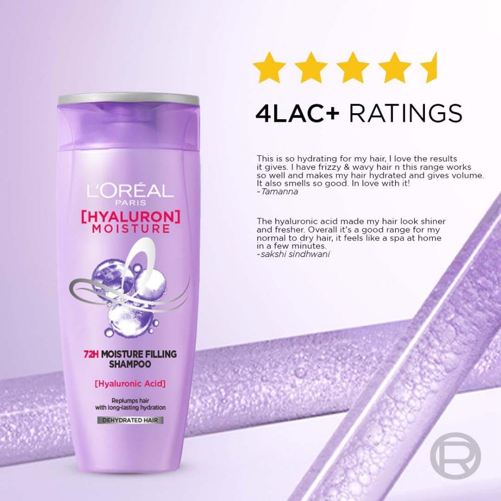 L’ORÉAL PARIS MOISTURE FILLING SHAMPOO & HYALURONIC ACID FOR DRY & DEHYDRATED HAIR,MOISTURE72H,180ML